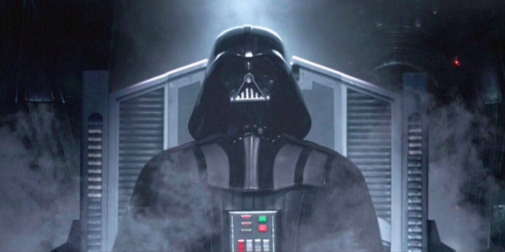 Anakin rebuilt as Darth Vader.